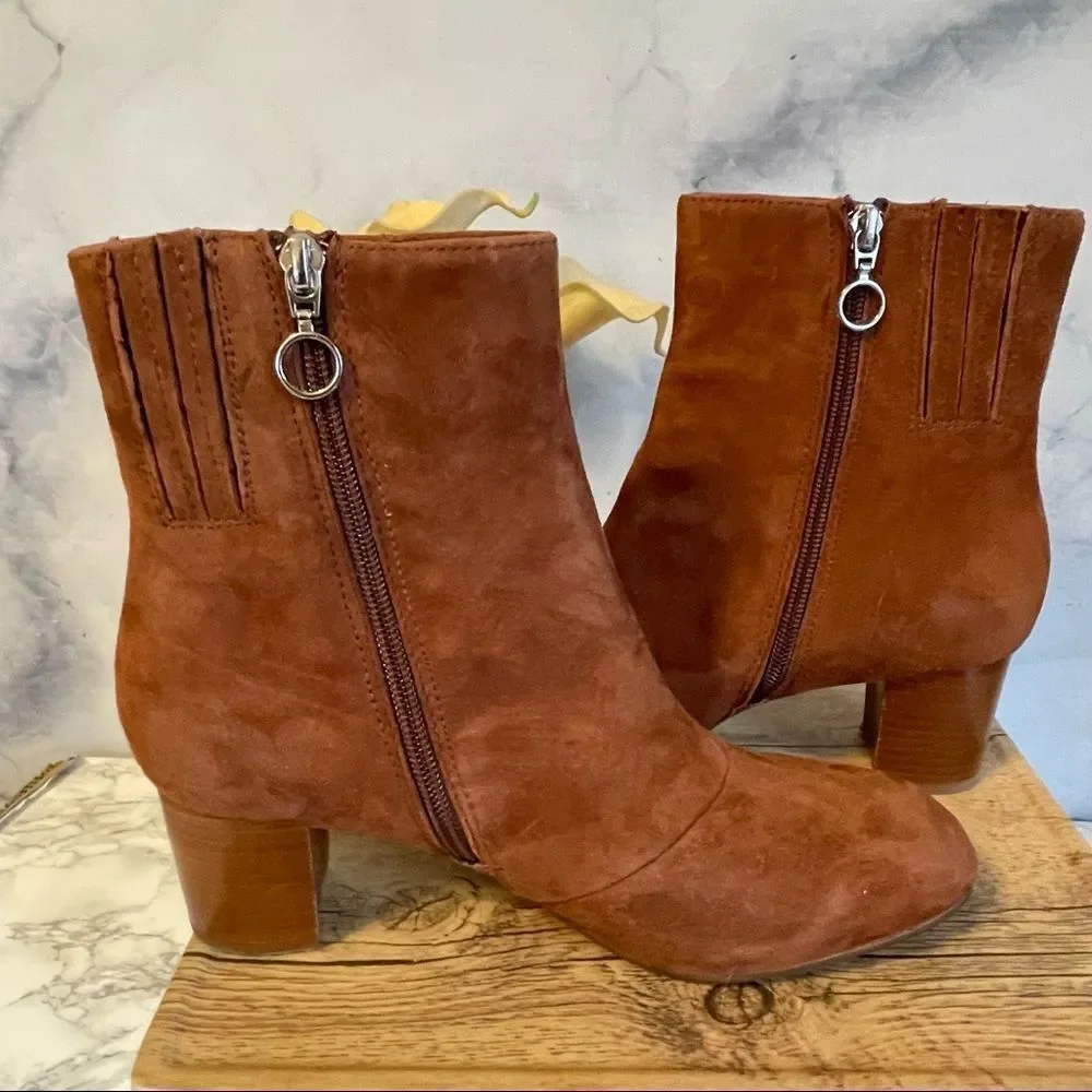 Earth Sparta Cinnamon Suede Leather Ankle Boots Size 8.5 NWOT - Picture 2 of 10